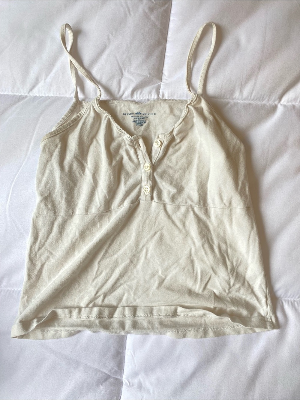 Brandy Melville Cream Button-Front Spaghetti Strap Tank